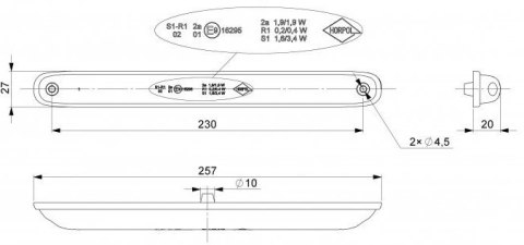 LAMPA TYLNA LED ZESPOLONA 3F MAŁA WĄSKA 12V 24V