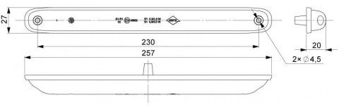 LAMPA TYLNA ZESPOLONA LED 2F MAŁA CIENKA 12V 24V