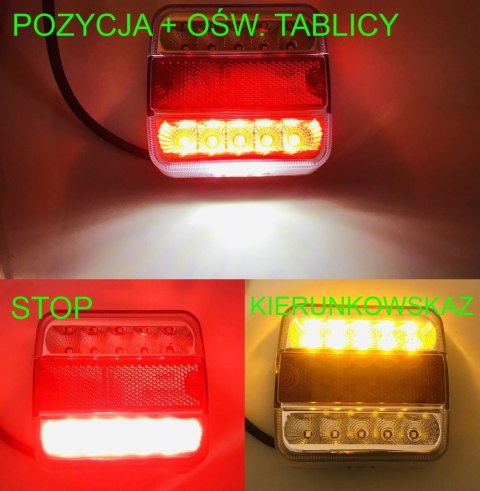 ZESTAW LAMP LED ZESPOLONYCH TYLNYCH NA MAGNES TRÓJKĄT KABEL WTYK 12V 24V