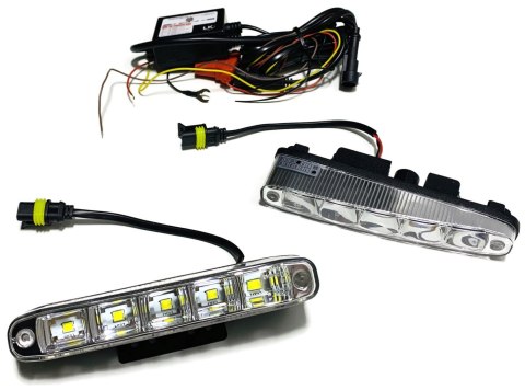 ŚWIATŁA DO JAZDY DZIENNEJ 5 LED 10W SKOŚNE 12V 24V