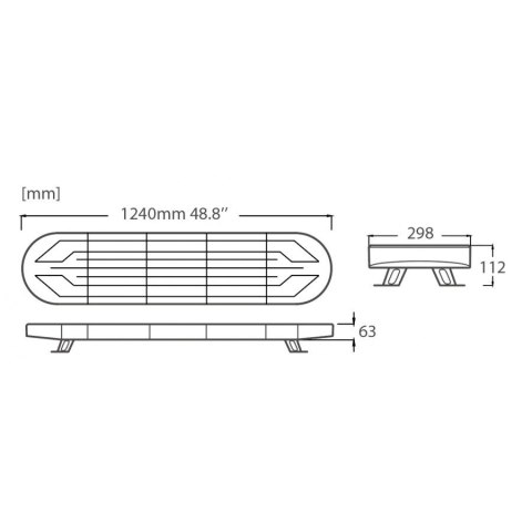 BELKA OSTRZEGAWCZA LED 124cm PODŚWIETLANY NAPIS