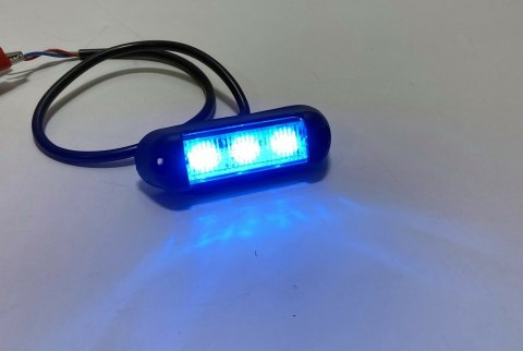 LAMPA OSTRZEGAWCZA 3 LED STROBOSKOP MINI NIEBIESKA