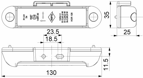 LAMPA TYLNA ZESPOLONA LED MINI MAŁA WIESZAK 12/24V