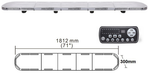 BELKA OSTRZEGAWCZA BŁYSKOWA LED 180CM NIEBIESKA STRAŻ NA DACH DUŻA 12V 24V