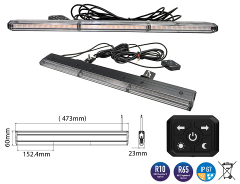 BELKA OSTRZEGAWCZA LED LIGHTBAR PASEK BŁYSKOWY 47CM SUPERSLIM PILOT 12V 24V