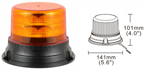 LAMPA OSTRZEGAWCZA BŁYSKOWA KOGUT LED MONTAŻ NA 3 ŚRUBY 4 BŁYSKI 12V 24V