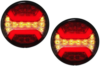 ZESTAW 2X LAMPA LED TYLNA ZESPOLONA OKRĄGŁA Z NEONEM CIĄGNIK NACZEPA 12-24V