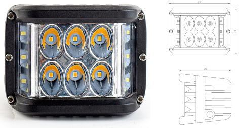 LAMPA ROBOCZA LED SZEROKOKĄTNA Z DOŚWIETLENIEM BOKÓW HALOGEN CUBE 12V 24V