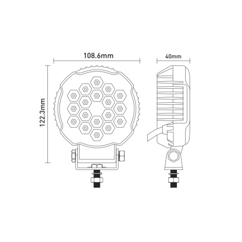 LAMPA ROBOCZA OKRĄGŁA 18 LED HALOGEN SZEROKOKĄTNY HONEYCOMB 28W 12V 24V