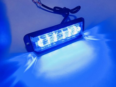 LAMPA OSTRZEGAWCZA 6 LED BŁYSKOWA STROBO NIEBIESKA