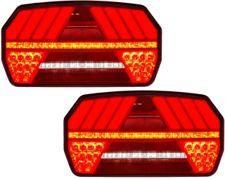 2x LAMPA ZESPOLONA LED TYLNA PŁYNĄCY KIERUNKOWSKAZ TRÓJKĄT LAWETA 12V 24V