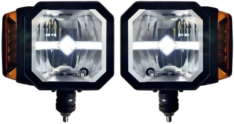 2x Reflektor LED drogowy mijania kierunkowskaz pozycja grzany klosz 12v 24v