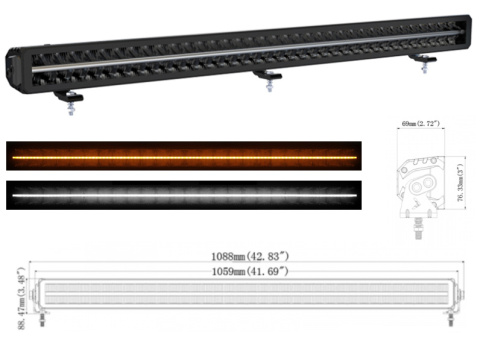 LIGHTBAR 48 LED BEZEL-LESS LAMPA PODŁUŻNA DALEKOSIĘŻNA NA DACH 180W 12V 24V