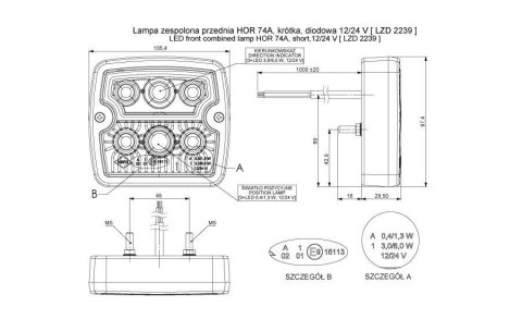 2x Lampa LED przednia zespolona pozycja kierunkowskaz traktor ciągnik 12-24
