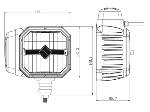 Reflektor LED drogowy mijania kierunkowskaz pozycja grzany klosz 12v 24v
