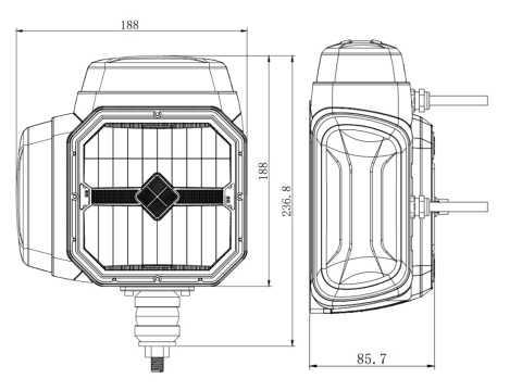 Reflektor LED drogowy mijania kierunkowskaz pozycja PM grzany klosz 12v 24v