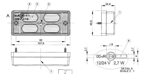 ŚWIATŁO WSTECZNE COFANIA LAMPA LED TYLNA UNIWERSALNA DIODOWA MAŁA 12V 24V