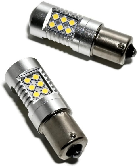 2x Żarówka LED BA15S P21W BIAŁA canbus dzienne cofania SMD 12V 24V