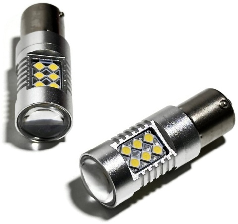 2x Żarówka LED BA15S P21W BIAŁA canbus dzienne cofania SMD 12V 24V