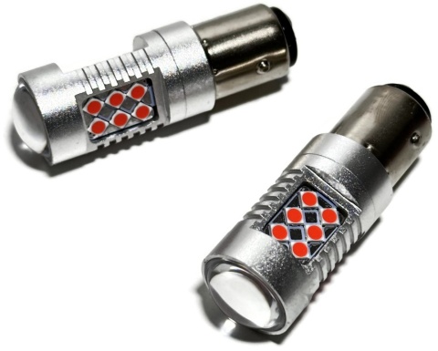 2x Żarówka LED BAY15D P21/5W CZERWONA canbus pozycja stop dwuwłóknowa 12-24v