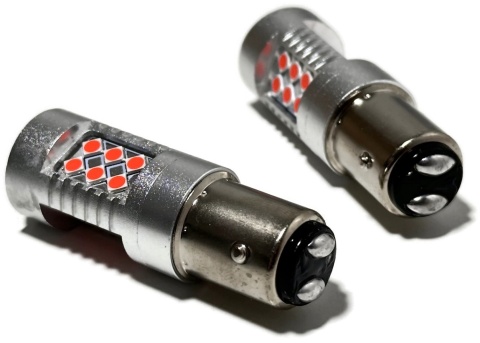 2x Żarówka LED BAY15D P21/5W CZERWONA canbus pozycja stop dwuwłóknowa 12-24v