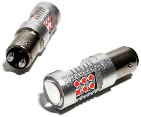 2x Żarówka LED BAY15D P21/5W CZERWONA canbus pozycja stop dwuwłóknowa 12-24v