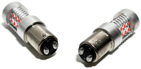 2x Żarówka LED BAY15D P21/5W CZERWONA canbus pozycja stop dwuwłóknowa 12-24v