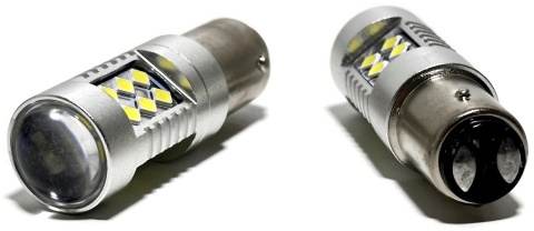 2x Żarówka LED BAY15D P21/5W biała canbus pozycja stop dwuwłóknowa 12V 24V