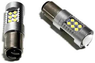 2x Żarówka LED BAY15D P21/5W biała canbus pozycja stop dwuwłóknowa 12V 24V