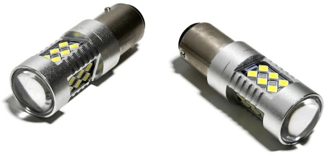 2x Żarówka LED BAY15D P21/5W biała canbus pozycja stop dwuwłóknowa 12V 24V