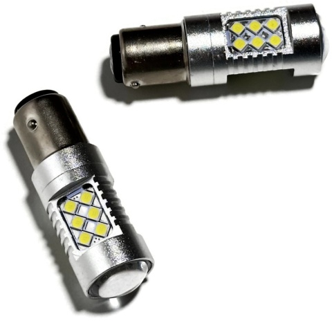 2x Żarówka LED BAY15D P21/5W biała canbus pozycja stop dwuwłóknowa 12V 24V