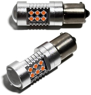 2x Żarówka LED PY21W pomarańczowa kierunkowskaz BAU15S SMD komplet 12V 24V