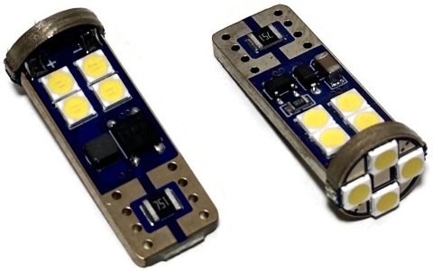 2x Żarówka samochodowa 12 LED W5W T10 R10 CanBus postój biała SMD 12v 24v