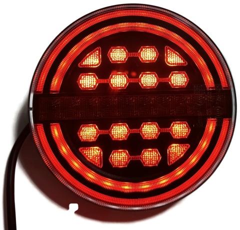 Lampa LED tylna zespolona RING BLACK okrągła dynamiczny kierunek 12v 24v