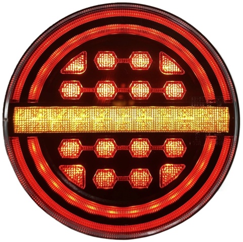 Lampa LED tylna zespolona RING BLACK okrągła dynamiczny kierunek 12v 24v