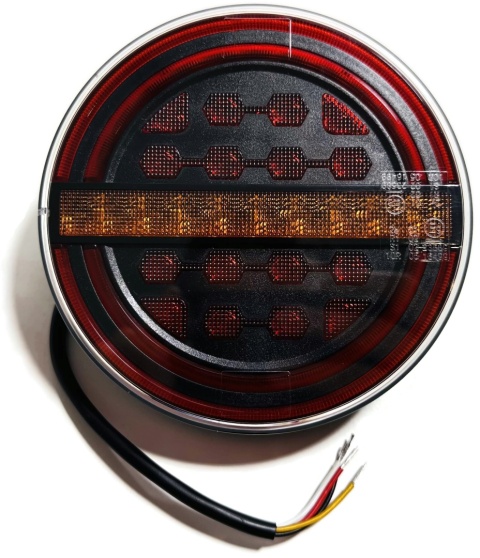 Zestaw 2x lampa LED zespolona okrągła na tył RING BLACK dynamiczny kierunek
