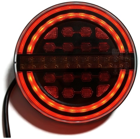 Zestaw 2x lampa LED zespolona okrągła na tył RING BLACK dynamiczny kierunek