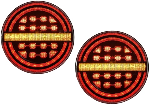 Zestaw 2x lampa LED zespolona okrągła na tył RING BLACK dynamiczny kierunek