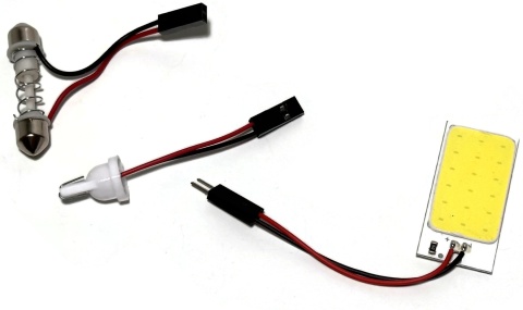 Moduł panel świetlny LED COB biały z adapterami w5w c5w c10w 12V
