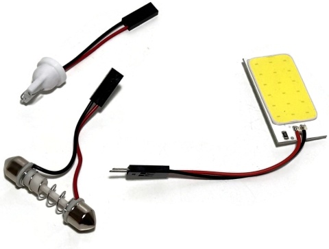 Moduł panel świetlny LED COB biały z adapterami w5w c5w c10w 12V