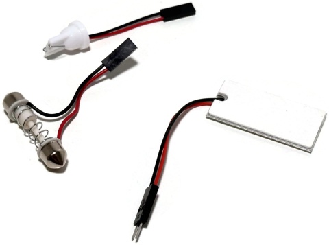 Moduł panel świetlny LED COB biały z adapterami w5w c5w c10w 12V