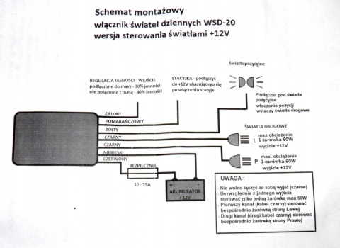 Moduł włącznik świateł dziennych DRL w długich / halogenach 30%-40% 12v