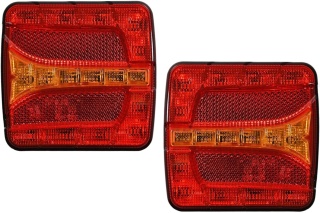 Zestaw 2x lampa LED tylna kwadratowa z oświetleniem tablicy 12v 24v