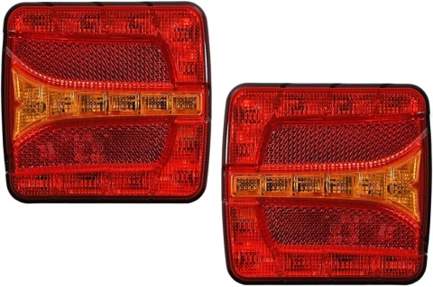 Zestaw 2x lampa LED tylna kwadratowa z oświetleniem tablicy 12v 24v