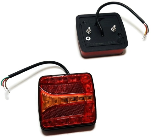 Zestaw 2x lampa LED tylna kwadratowa z oświetleniem tablicy 12v 24v