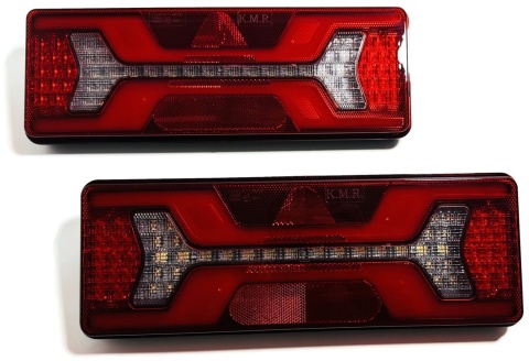 Zestaw 2x lampa tył zespolona X-LED z trójkątem odblaskowym DUŻA KMR 12-24v