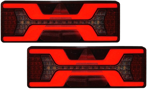 Zestaw 2x lampa tył zespolona X-LED z trójkątem odblaskowym DUŻA KMR 12-24v