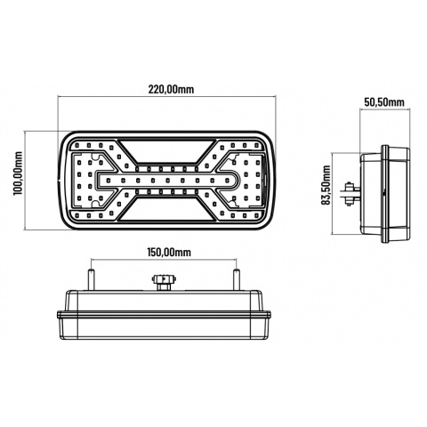 Zestaw 2x lampa zespolona Led X SPIDER tylna PM/COF 22x10cm canbus 12v 24v
