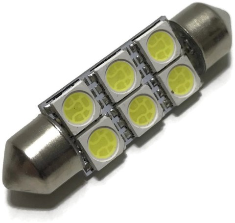 ŻARÓWKA LED RURKOWA SMD 5050 C5W 36MM BIAŁA 12V